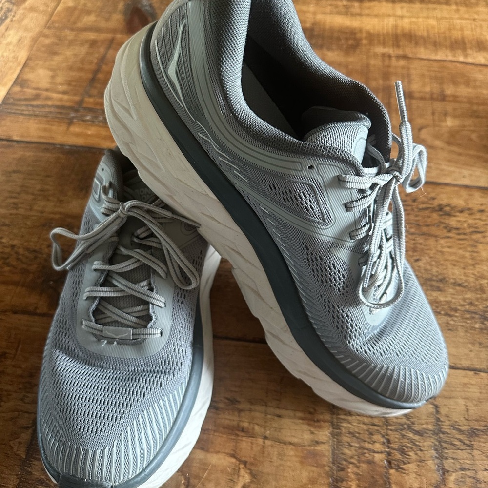 Hoka Men's Gray and White Athletic Shoes